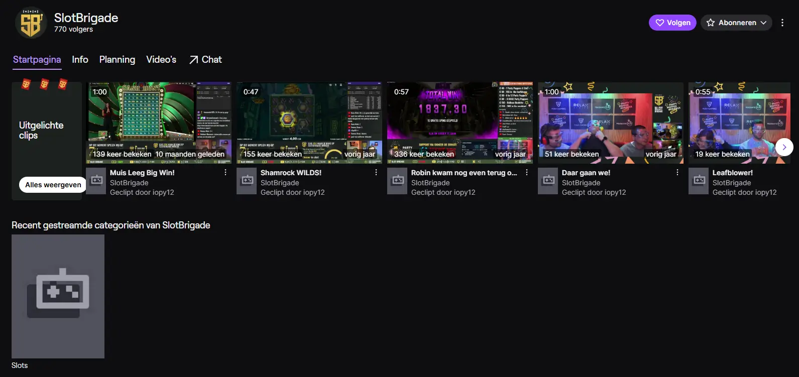 SlotBrigade Twitch Kanaal Overzicht